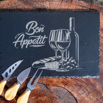 Skiffer Bricka med Bon Appetit motiv